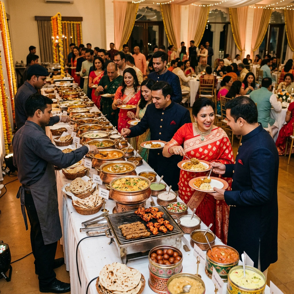 Wedding catering setup by Samaanvii Food Services in Mangalore